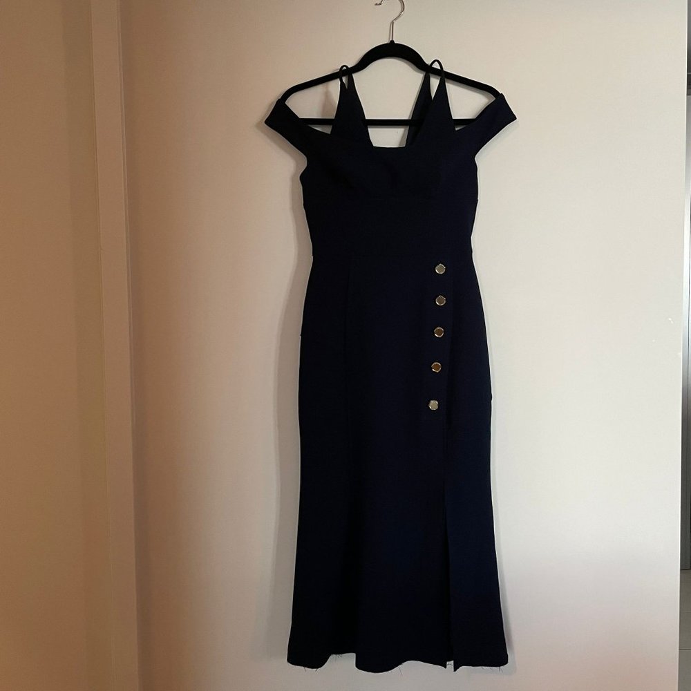 REBECCA VALLANCE CREPE MIDI DRESS